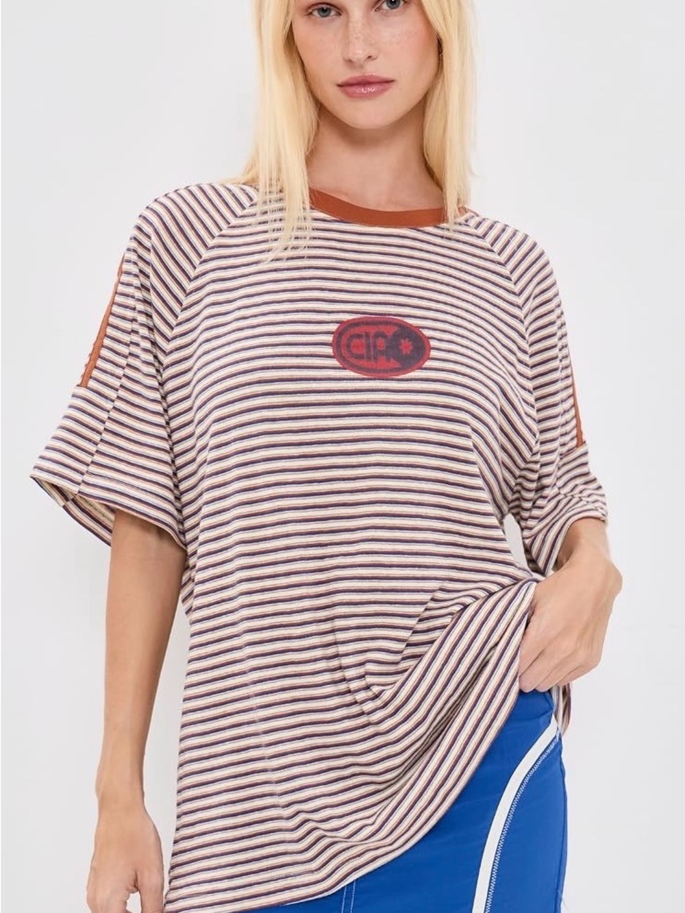 Ciao Ciao Vacation Amber Striped Ringer tee